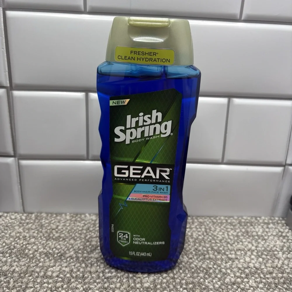 Irish Spring Gear Hair Body Face 3-in-1 Body Wash & Shampoo 15 Oz